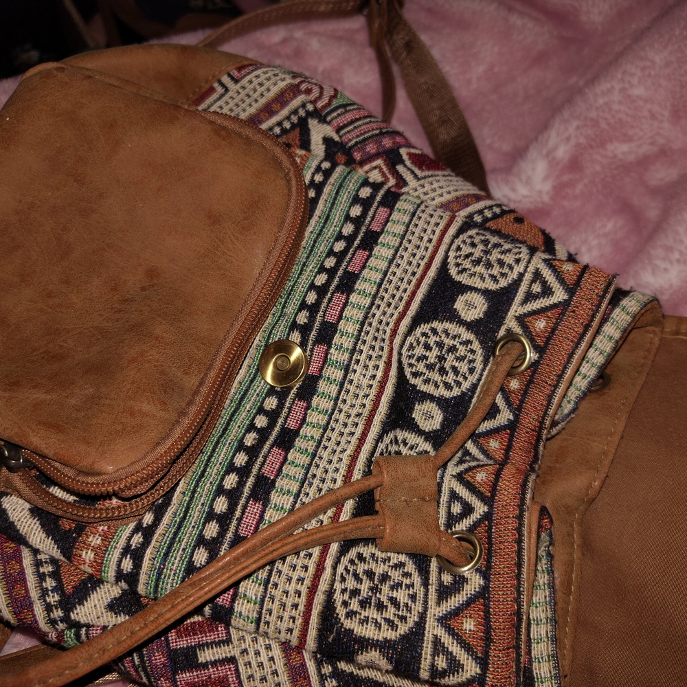 Chic Tan And Patterned Women's Backpack - image 2